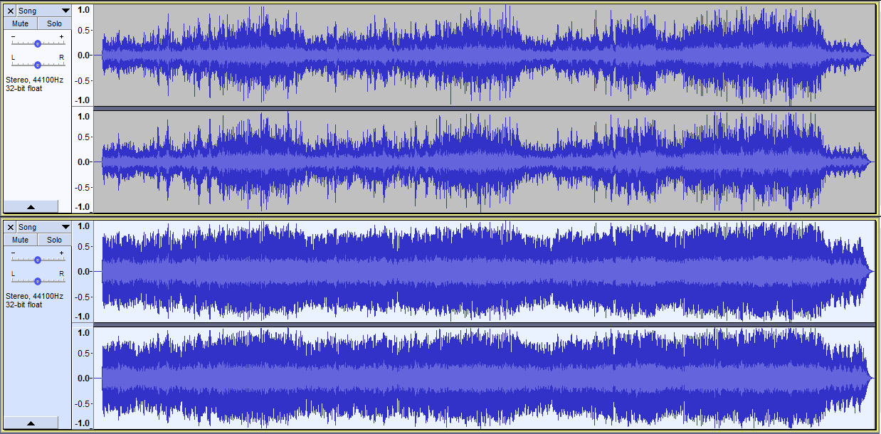 Vor und nach der Komprimierung