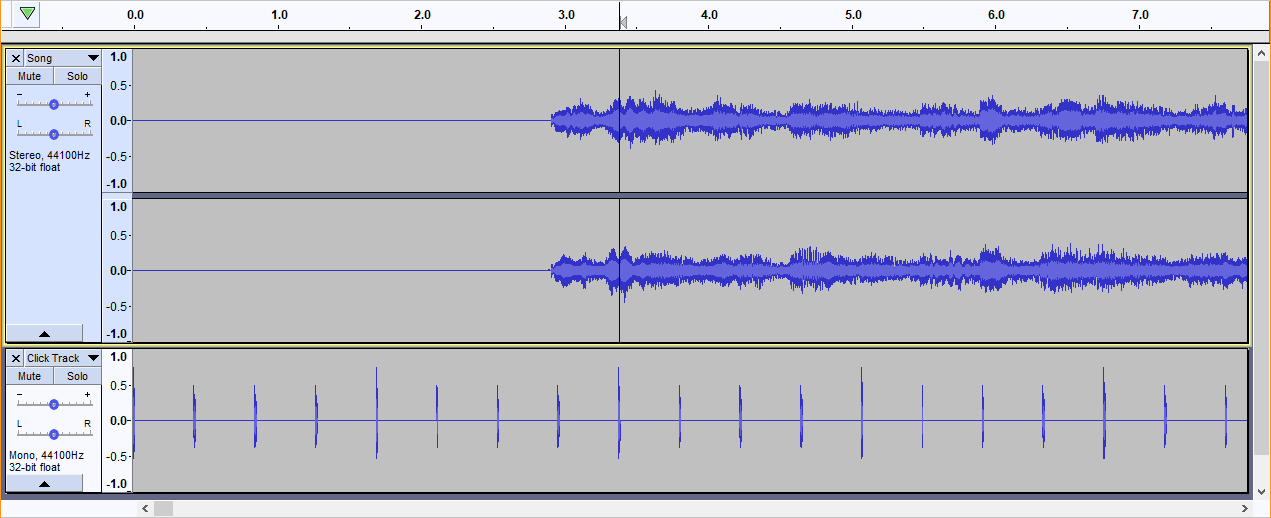 Audacity Song mit Rhythmus Track aufgereiht